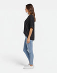 Women's cotton T-shirt, black, crew neck back, short sleeves, relaxed fit