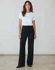 Women’s high-waisted wide-leg trousers, black, front view