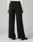 Wide-leg trousers with elastic waistband, black, relaxed wide legs