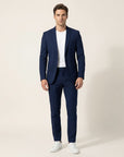 Navy tailored suit set with blazer and straight-leg trousers