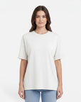 Women's cotton T-shirt, white, crew neck, short sleeves, straight relaxed silhouette