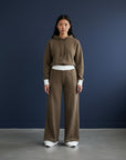 Brown relaxed-fit tracksuit: hoodie with drawstrings and wide-leg drawstring pants