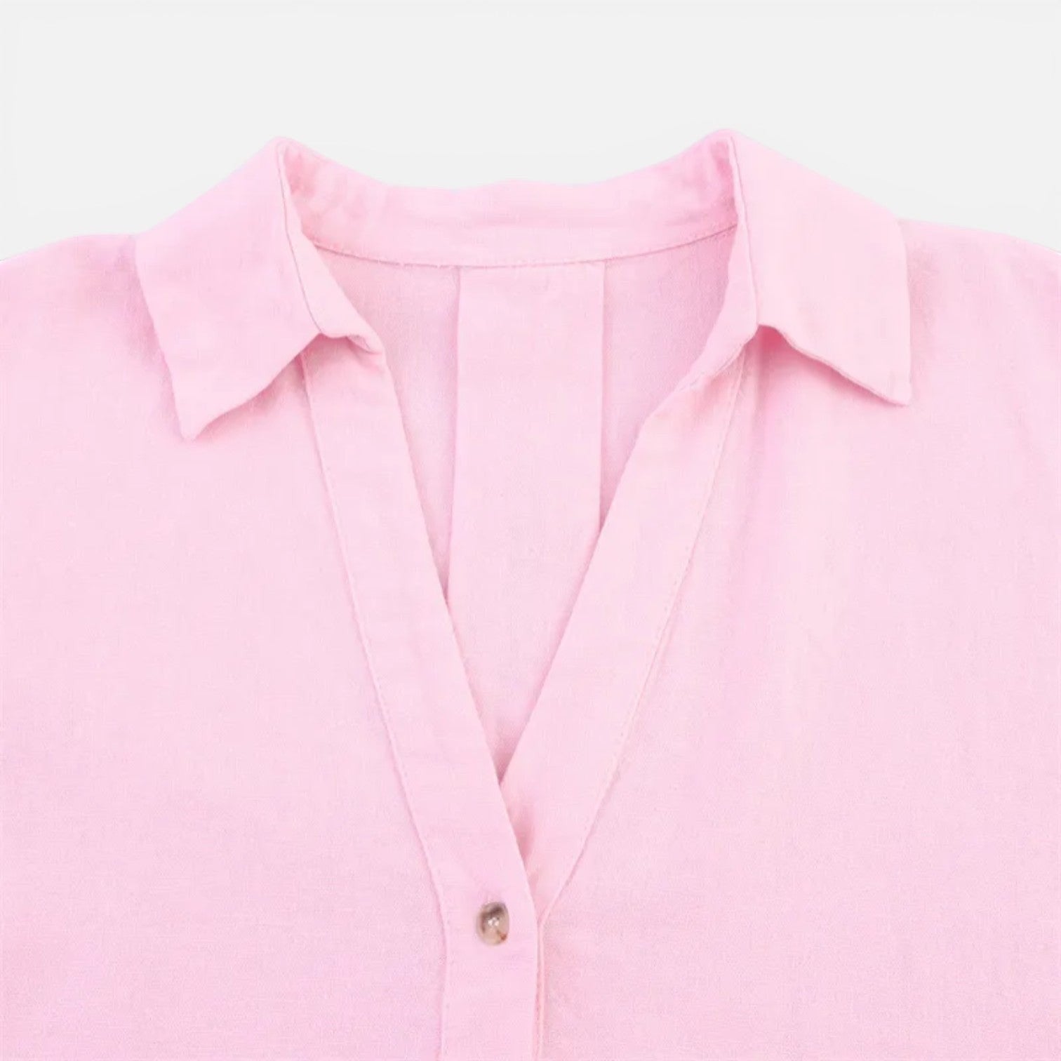 Lightweight cotton blouse, pink, open collar with V-neck and small button placket