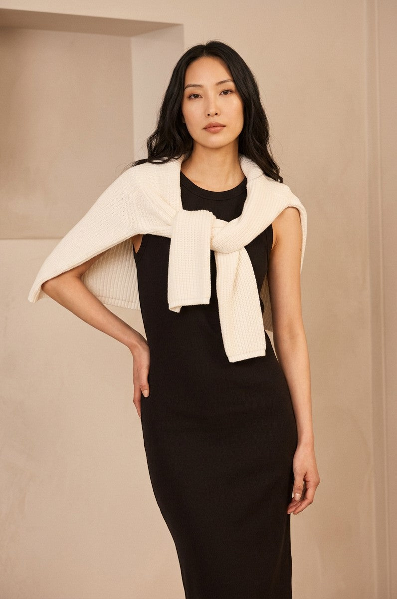 Women's Soft Ribbed Knit Midi Dress | Chic Sleeveless Casual Dress 1