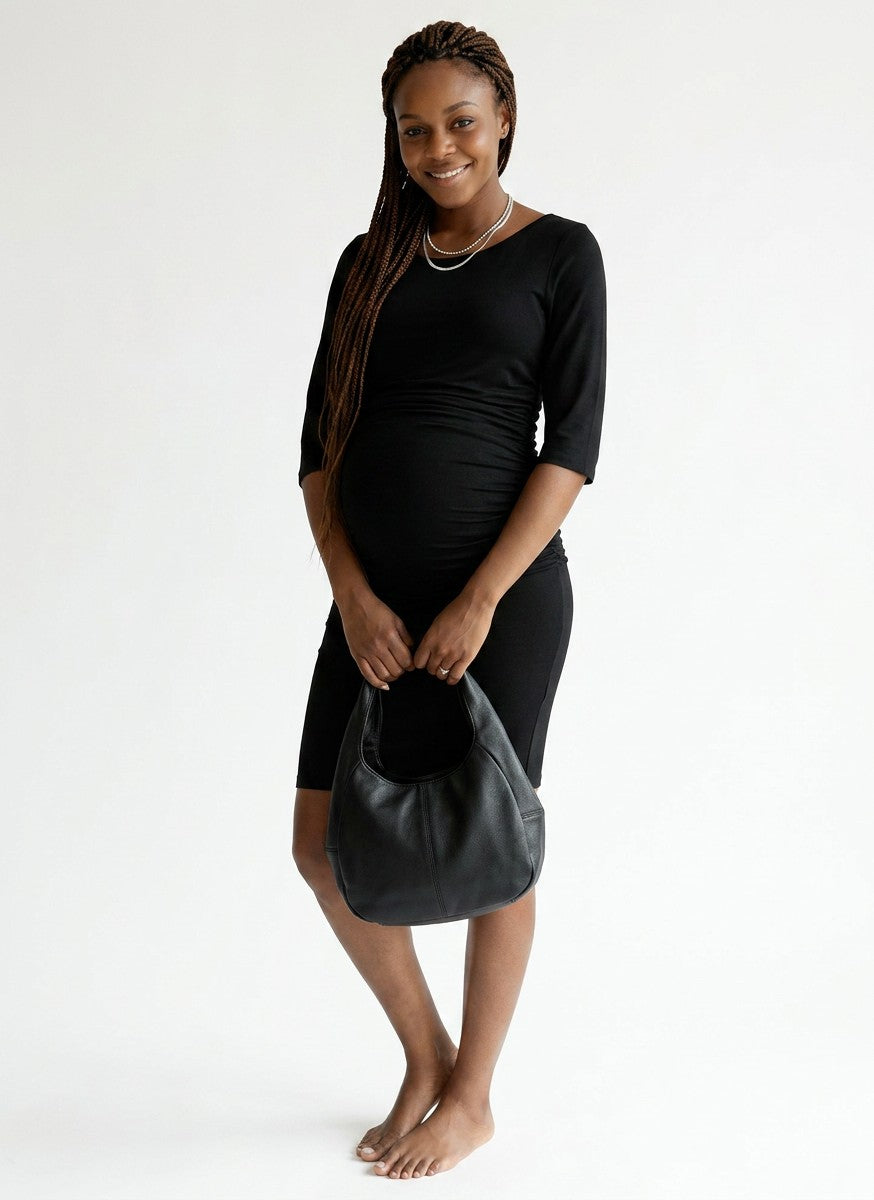 Women's Soft Stretch Maternity Dress | Elegant Midi Baby Shower Outfit 2