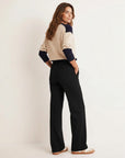 Women’s high-waisted wide-leg trousers, dark black, side view