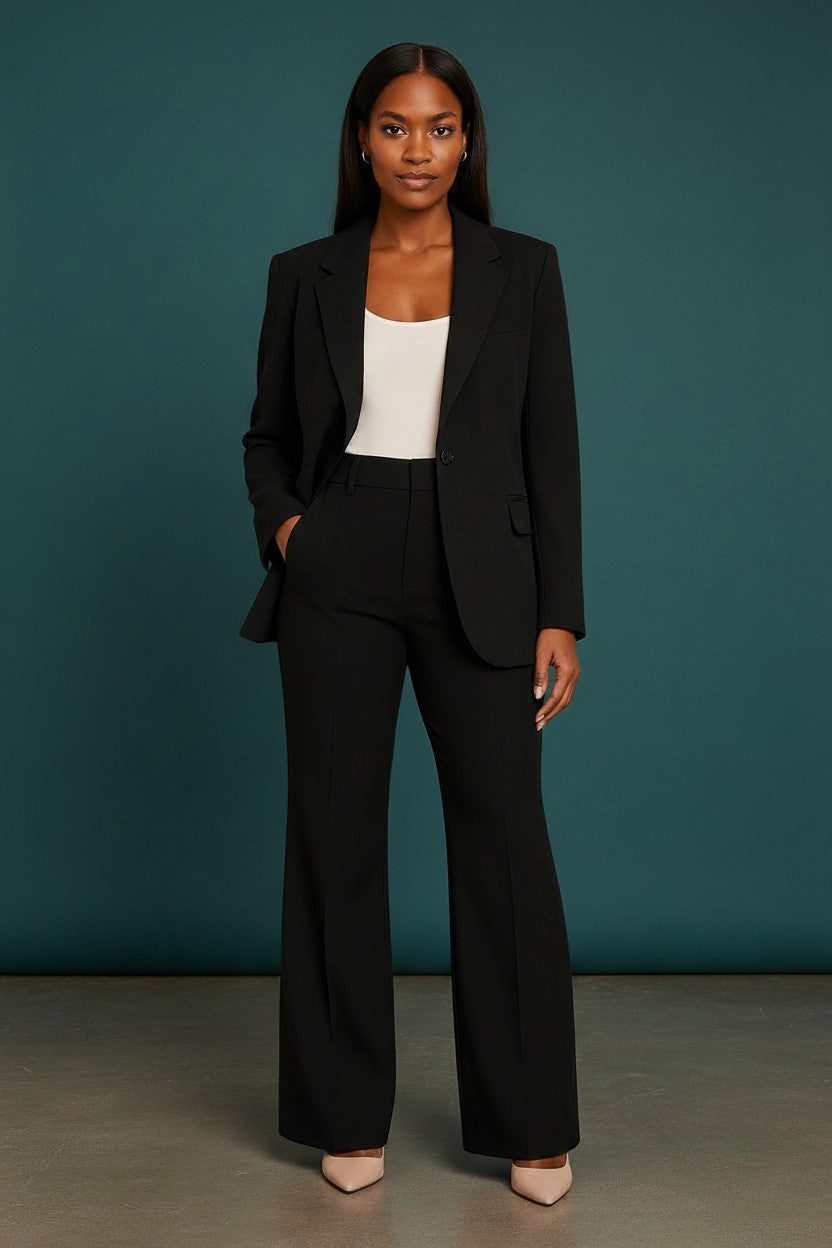 Sophia Collection | Women's Suit with Tailored Blazer & Wide-Leg Pants | Chic White Ensemble for Professional Elegance 3