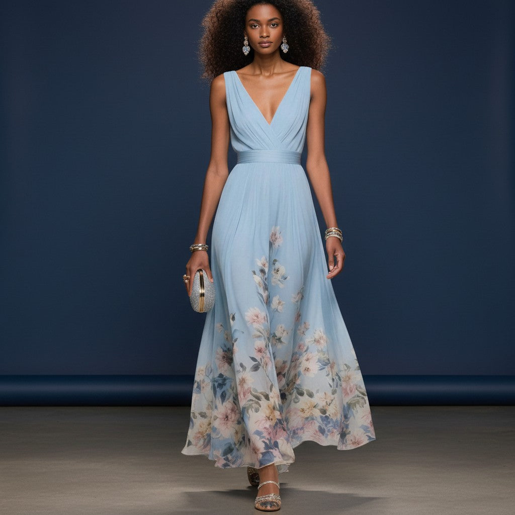 Sophia Collection | Women's Floral Maxi Dress with Flattering V-Neckline | Elegant Wedding Guest Dress for Summer Occasions 1