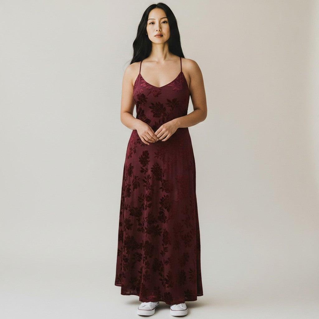 Elegant Backless Jacquard Maxi Dress with Flattering Cowl Neckline | Long Dress for Sophisticated Style 3