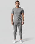 Grey men's 2-piece co-ord set: crew-neck t-shirt and tapered jogger pants