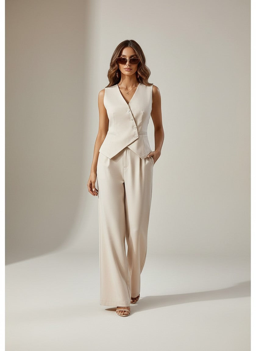 Mia Co Ord Set Women | Stylish Structured Vest & Wide-Leg Trousers for Versatile Day-to-Night Wear 5