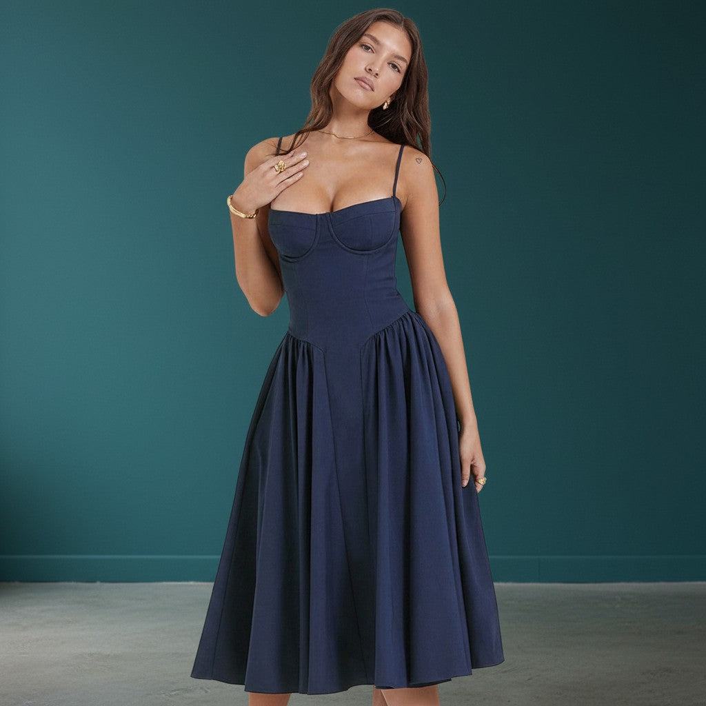 Sophia Collection | White Midi Dress with Adjustable Straps | Elegant Design for Flattering Fit 1