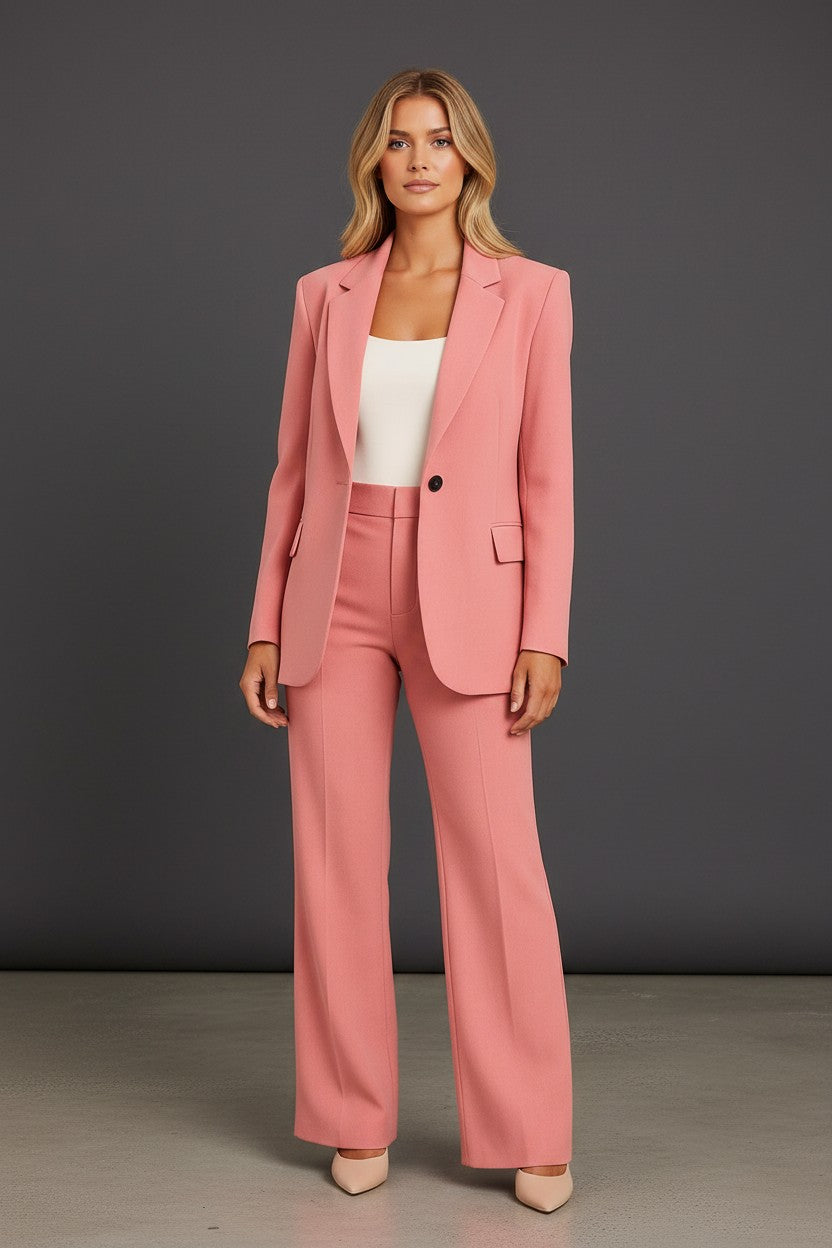 Sophia Collection | Women's Suit with Tailored Blazer & Wide-Leg Pants | Chic White Ensemble for Professional Elegance 1