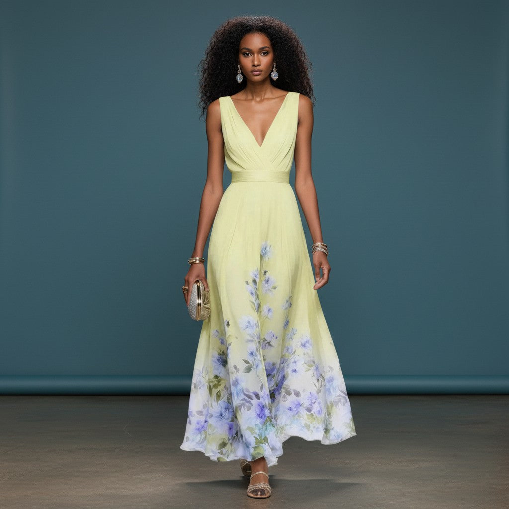 Sophia Collection | Women's Floral Maxi Dress with Flattering V-Neckline | Elegant Wedding Guest Dress for Summer Occasions 3