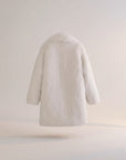Cream teddy fleece jacket, back view with relaxed fit