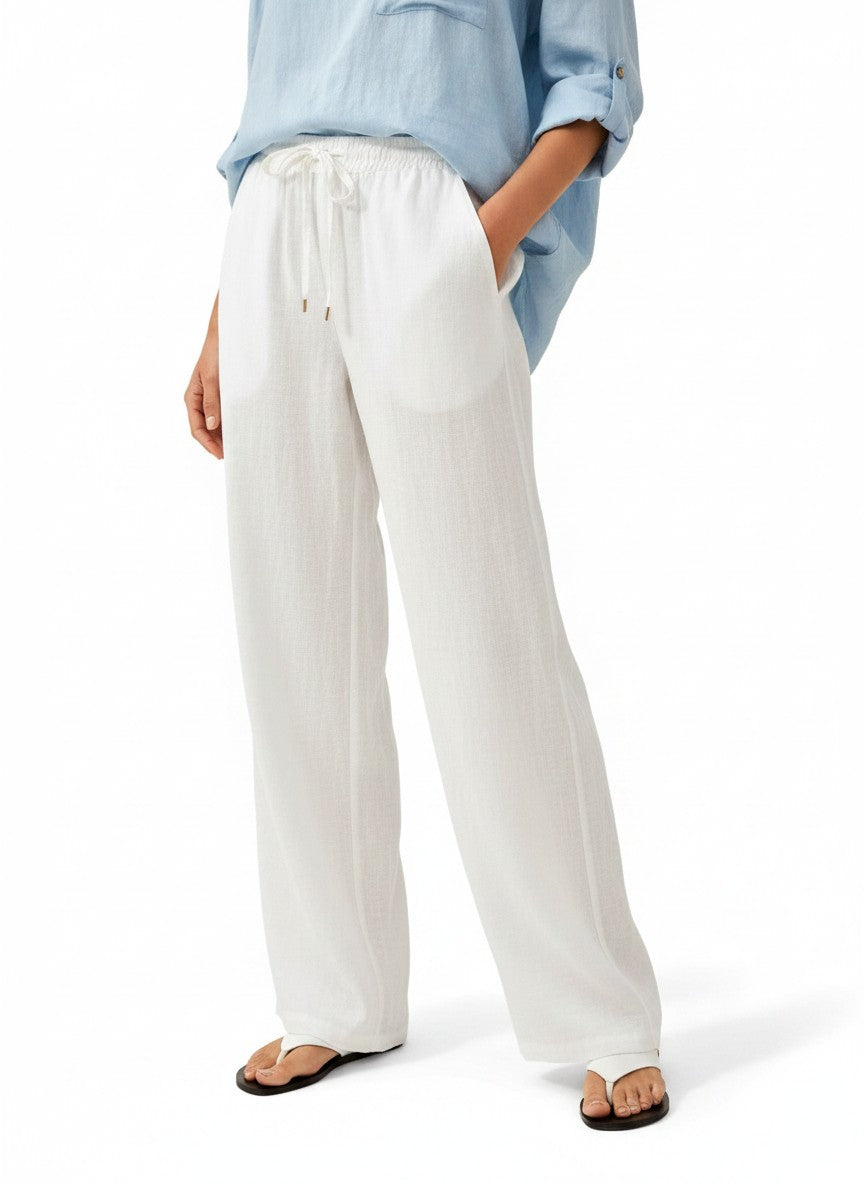 Women's Light Blue Linen Blouse | Elegant Bell Sleeve Relaxed Top 3